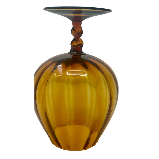 Vintage Amber Optic Balloon Vase Empoli Style For Sale - Image 10 of 13