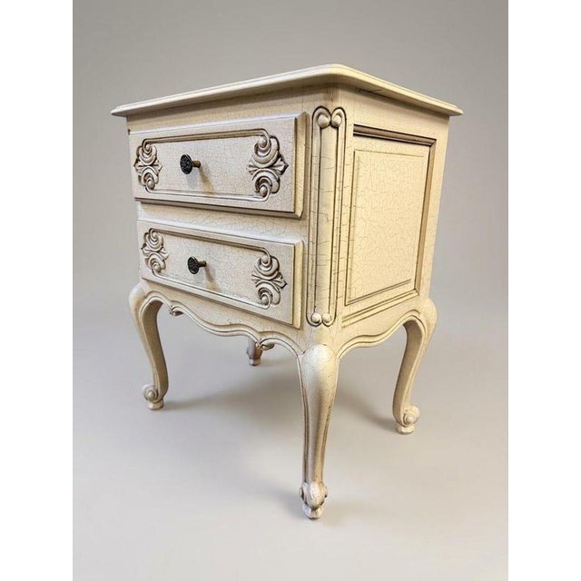 Vintage French Crackle-Glaze Bedside Tables, Set of 2 For Sale - Image 4 of 6