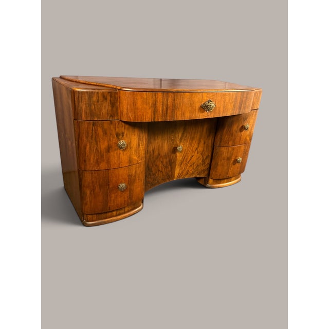 1920s Art Deco Walnut Desk in Streamline Style, 1935, 1920s For Sale - Image 5 of 13