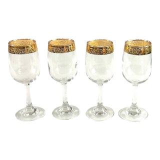 Cellini Hand Blown and Crafted 24 Karat Gold Wines Glasses- Set of 4 For Sale