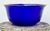 Mid-Century Modern Vintage Cobalt Blue Glass Bowl Gold Rim Textured Pebble Art Glass For Sale - Image 3 of 15