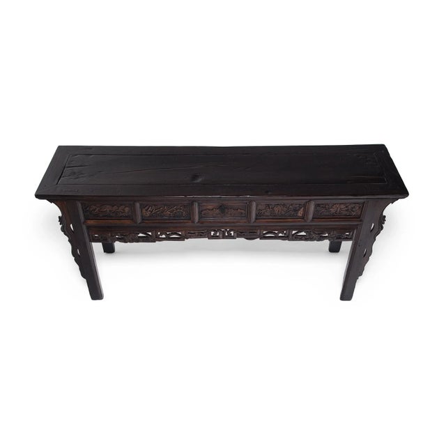 Mid 19th Century Antique Chinese Four Flowers Altar Table, 19th Century For Sale - Image 5 of 7