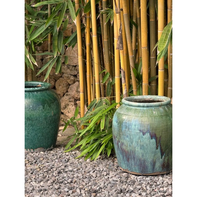 Vintage Chinese Green Glazed Ceramic Soy Sauce Jar For Sale - Image 4 of 10