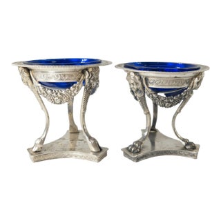 19th Century Victorian Pair of Continental German .800 Silver Open Salts For Sale