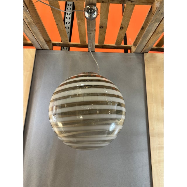 Chandelier Italian Murano Style Glass swirlings multicolors Pendant Sphere Metal frame in chrome. A luxury piece of art...