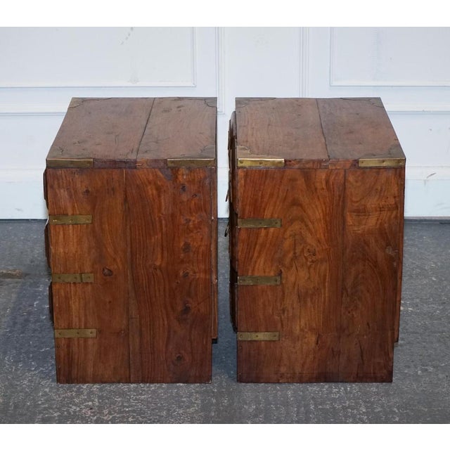 Vintage Military Campaign Bedside Tables in Brass, Set of 2 For Sale - Image 15 of 17