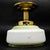 Vintage Art Deco Brass and Glass Pendant Lamp, 1950s For Sale - Image 3 of 6