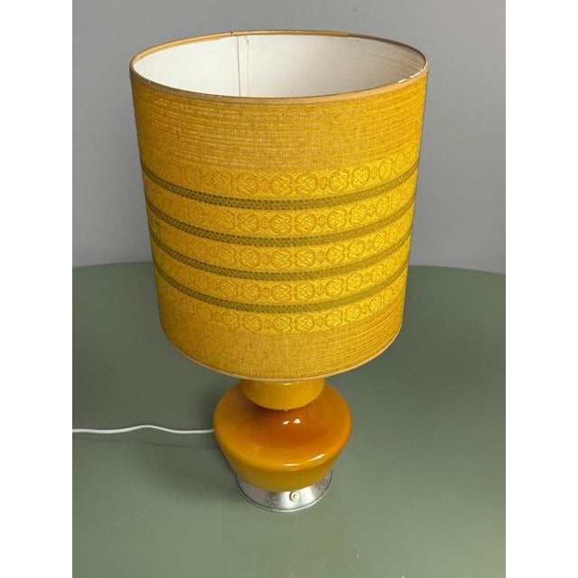 Mid-Century Ochre Yellow Opaline Glass Table Lamp with Shade from Glasfabriek De Rupel, Belgium, 1960s For Sale - Image 6 of 13