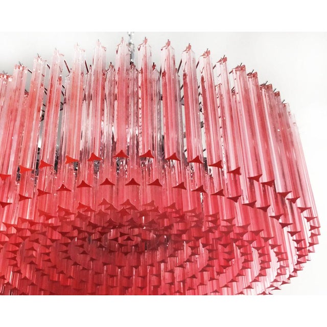 Large Triedri Murano Glass Chandelier with 391 Pink Prims Triedri, 1990s For Sale - Image 17 of 18