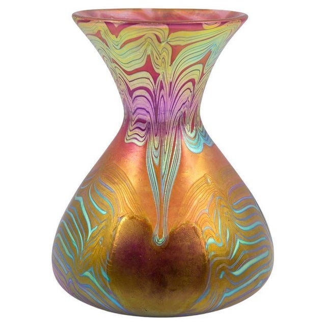 Art Nouveau PG 3/492 Vase in Pink, Green and Blue Glass from Johann Loetz Witwe, 1903 For Sale - Image 9 of 9