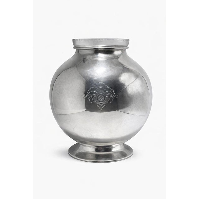 Elegant swedish art deco vase produced by gab (guldsmedsaktiebolaget), one of sweden’s leading metalwork firms, circa...