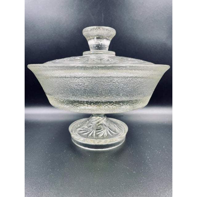 Glass Mid 20th Century Mod Pressed Glass "Laurel" Motif Candy Dish For Sale - Image 7 of 13