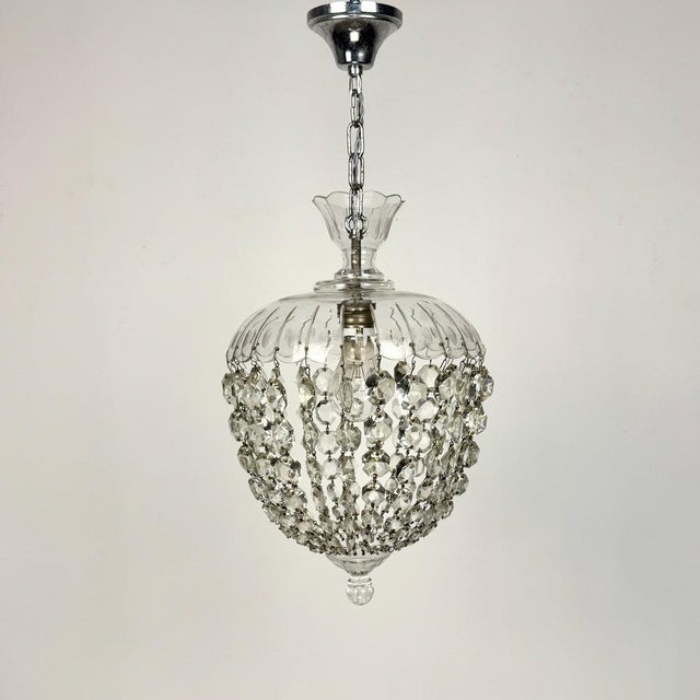 Silver Small Crystal Balloon Pendant Light, Italy, 1930s For Sale - Image 8 of 8