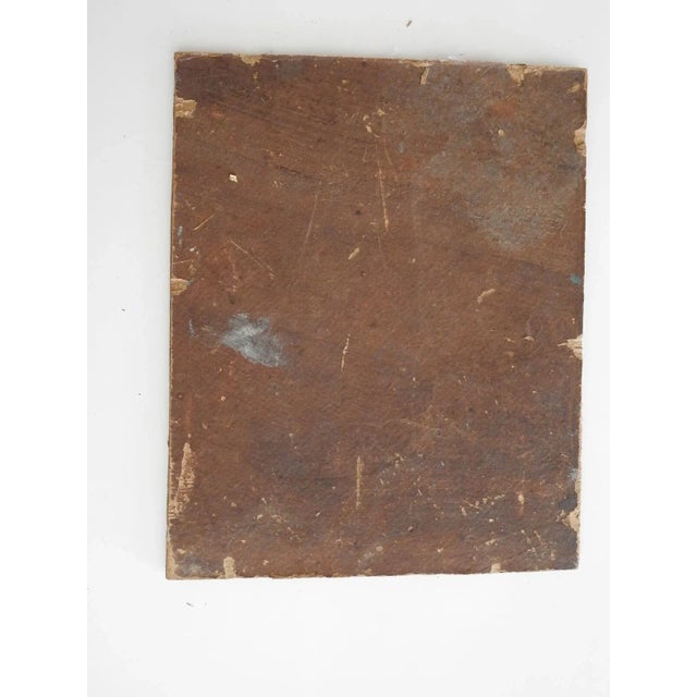 Early 20th century oil on artist board folk art farm in winter sunset scene. Unsigned. Unframed, edge wear.