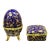 Vintage Cobalt Blue Porcelain Egg Gold Gilt Hinged Lid Candle Trinket Box - 2 Pc For Sale