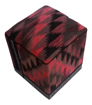 Shabby Chic Pink Black Kilim Upholstered Handmade Ottoman