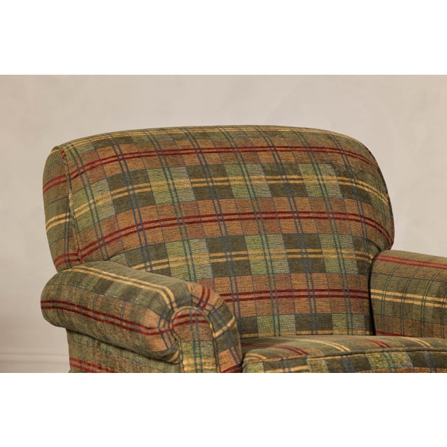 Pair of Kravet Plaid Upholstered Club Chairs with Skirted Base for Cozy Seating For Sale - Image 12 of 12