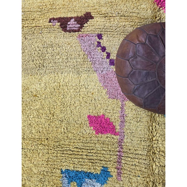 Yellow Floral Handwoven Berber Wool Rug - 10 X 6.7 Ft For Sale In Cleveland - Image 6 of 9