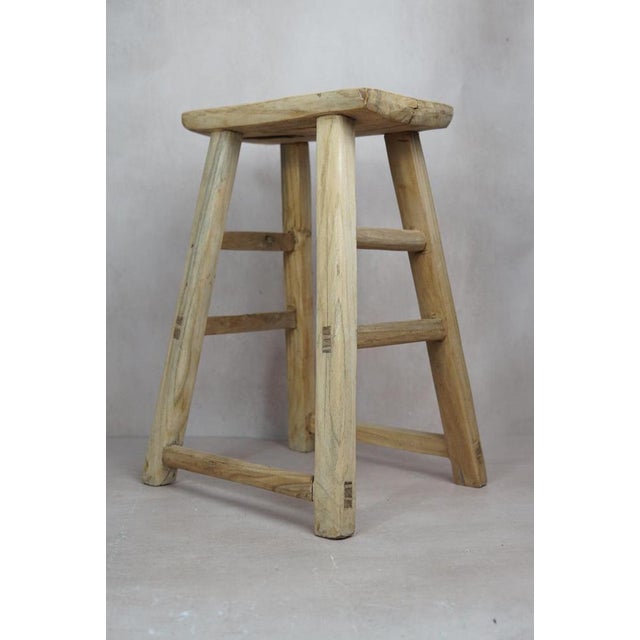 Vintage Rustic Stool in Elm For Sale - Image 6 of 6