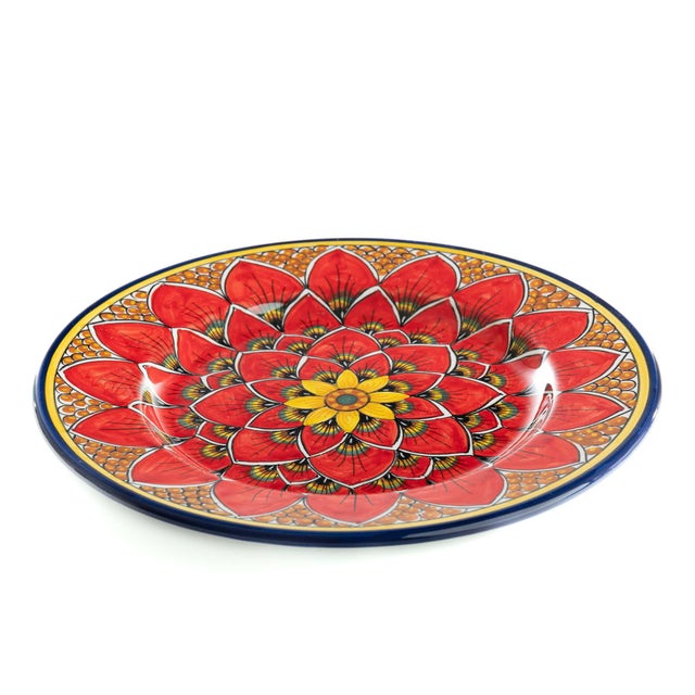 Ceramic Dinnerware Plate Red Peacock Design, Geribi For Sale - Image 7 of 8