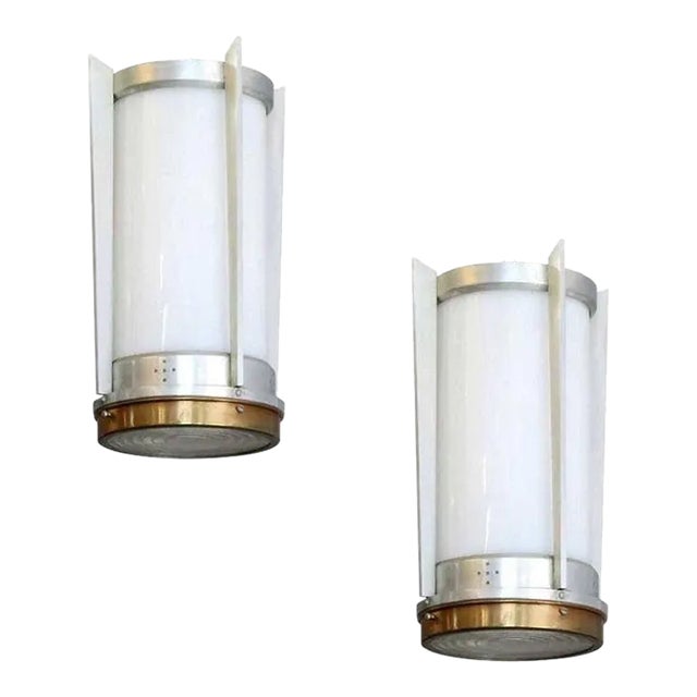 1960s Mid-Century Aluminum Cylinder Hanging Lamps - a Pair For Sale