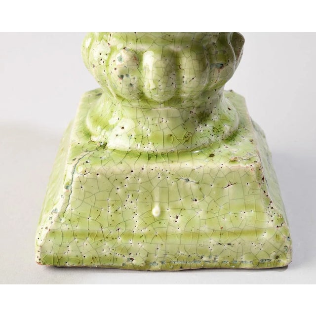 Renaissance 1950s Celadon Glazed Ceramic Artichoke Finial, 11.5"h For Sale - Image 3 of 4