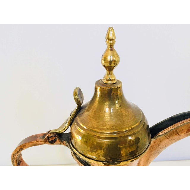 Antique Dallah Coffee Pot, Hand-Hammered Copper & Brass, Oman, 1890 For Sale In Palm Springs - Image 6 of 18