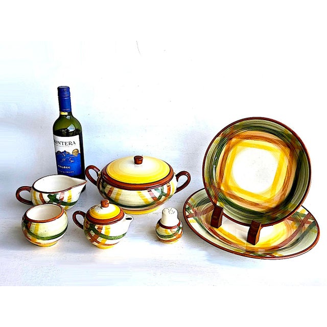 Mid-Century Modern 1940s Vernon Kilns/Vernonware Homespun Dinnerware, 9 Pieces For Sale - Image 3 of 14