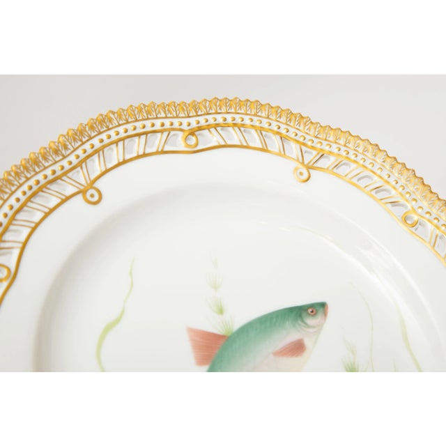 Flora Danica Fish Plates, Vintage and Vibrantly Painted, Royal Copenhagen - Set of 12 For Sale - Image 12 of 13