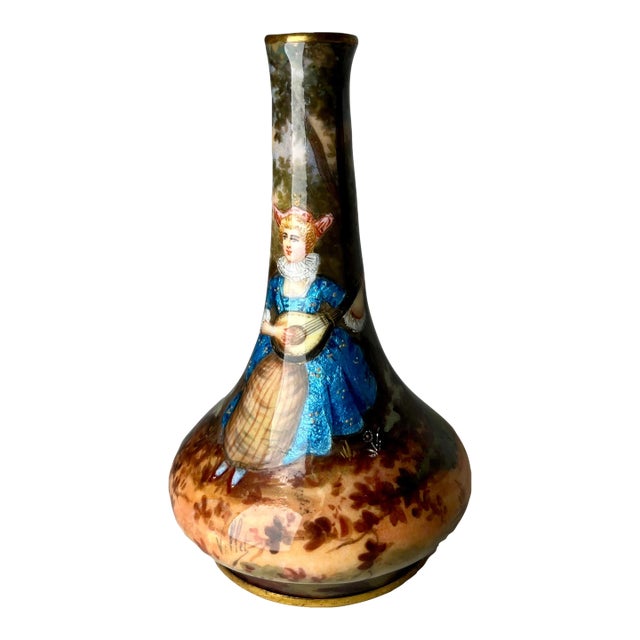 19th Century French Hand-Painted Vase For Sale