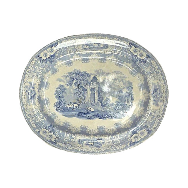 Antique Palace Garden Transferware Platter For Sale