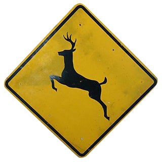 Vintage Rural Mountian Deer Crossing Steet Sign For Sale