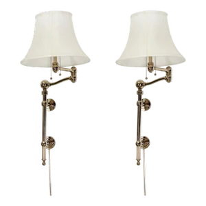 Pair of Ralph Lauren Nickel Retractable Sconces
