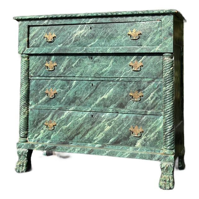 Antique Faux Marble Painted Chest of Drawers For Sale