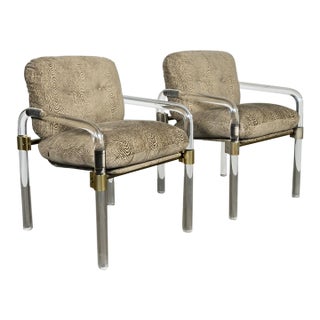 Late 19th Century Pair of Lucite and Metal Lounge Chairs For Sale