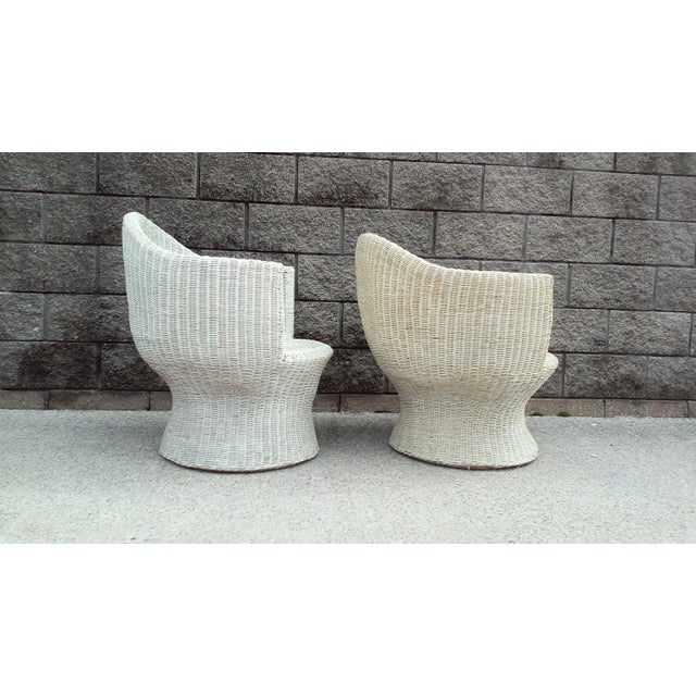Mid-Century Natural Wicker Pod Chairs - Pair For Sale - Image 4 of 7