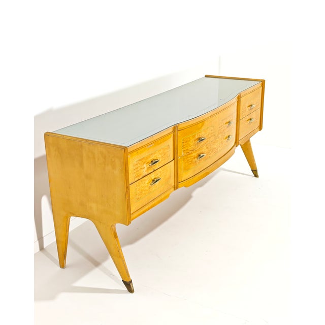 Italian Sideboard with Mirror in Maple Wood, 1950s For Sale - Image 11 of 18