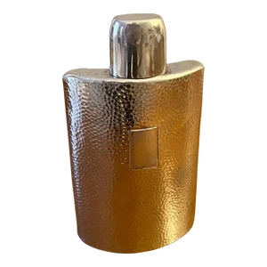 Early 20th Century Hammered Silverplate Hip Flask With Shot Cup