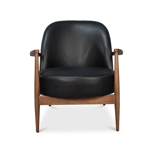 Mid-Century Modern Mid Century Black Leather Arm Chair For Sale - Image 3 of 13