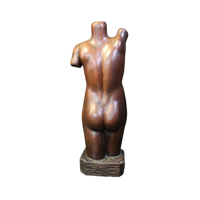 Mid-Century Modern Hand Carved Nude Female Sculpture For Sale - Image 3 of 5