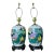 1950s Hand-Painted Japanese Porcelain Tabletop Lamps Pair Court Ladies, Large 32"h For Sale