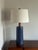 Very large Martz lamp by ceramicist duo Jane and Gordon Martz for Marshall Studios. Beautiful blue glaze. Overall 33” tall...