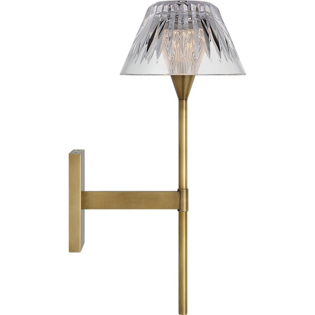 2020s Waterford for Visual Comfort Signature Blaze 14" Sconce in Natural Brass with Clear Crystal For Sale - Image 5 of 14