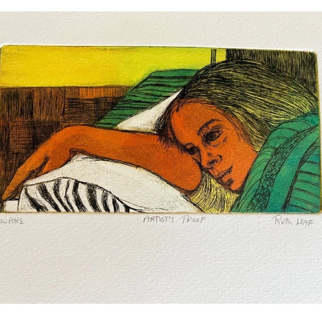 Mid 20th Century Ruth Leaf "Aware" Signed Artist's Proof Etching - 12" x 9.5" For Sale - Image 4 of 4