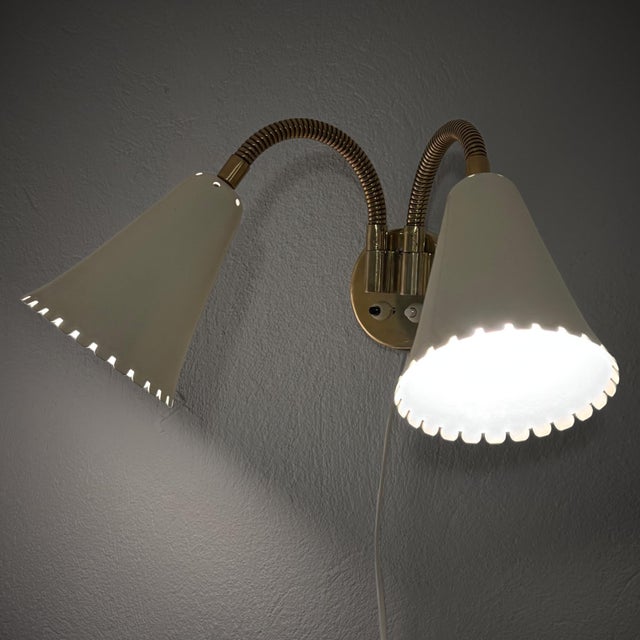 Metal Vintage 8661 Wall Lamp in Brass and Steel from Böhlmarks, Sweden, 1940s For Sale - Image 7 of 14