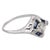 1920s Art Deco Diamond Synthetic Sapphire 18k White Gold Ring, Size 7 For Sale - Image 4 of 6