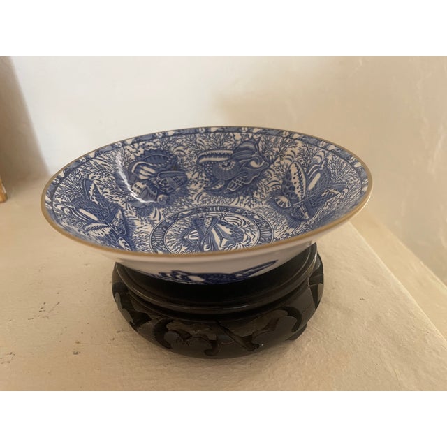 Blue Torquay Gold Trim Bowl For Sale - Image 10 of 10