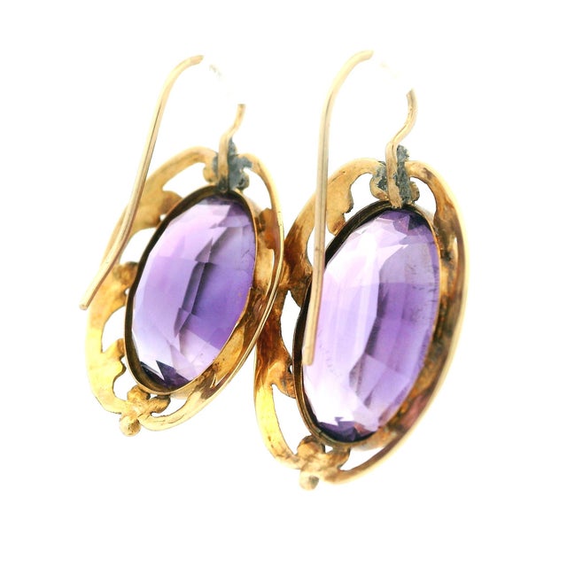 Late 19th Century Victorian 18k Gold 20 Carat Amethyst Drop Earrings, Pair For Sale - Image 13 of 15