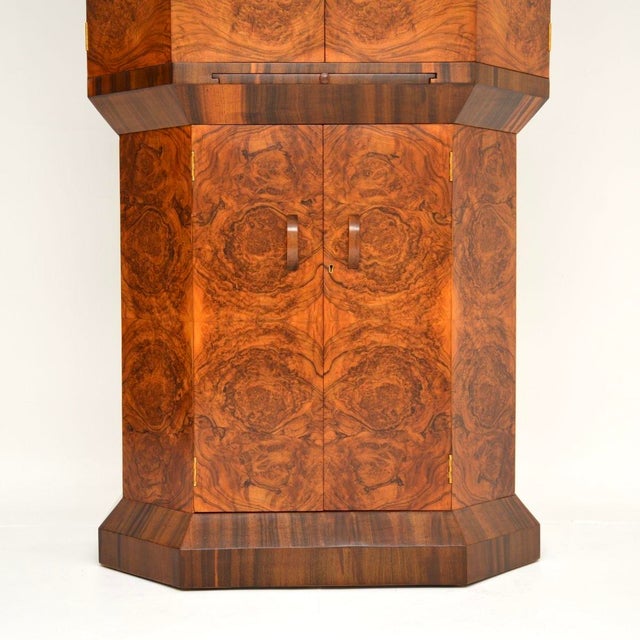 Brown Art Deco Burr Walnut Cocktail Cabinet, 1930s For Sale - Image 8 of 12