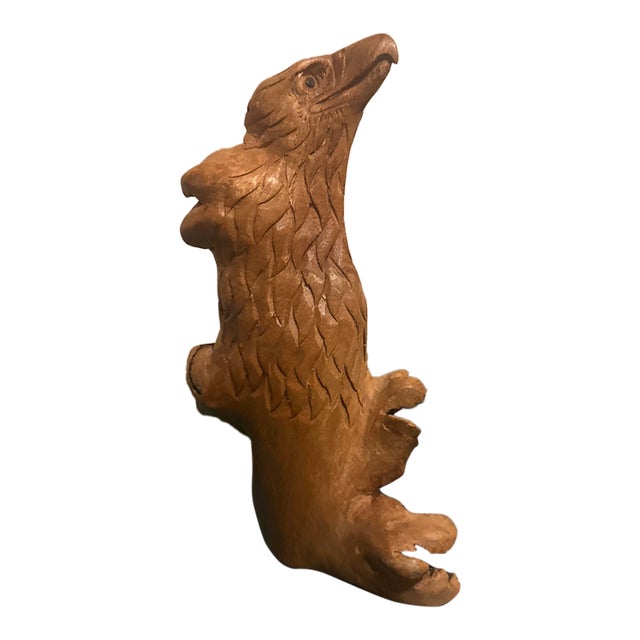 Vintage Hand-Carved Burl Wood Eagle Sculpture For Sale